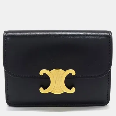 Pre-owned Celine Triumph Card Wallet In Black