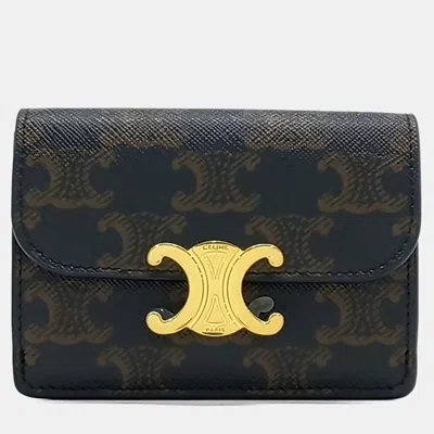 Pre-owned Celine Triumph Card Wallet In Blue