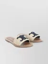 Celine Triumph Embroidered Open Toe Flat Mule In Multi