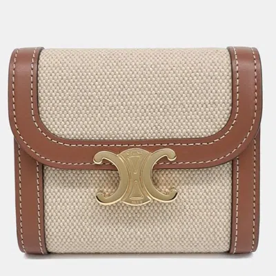 Pre-owned Celine Triumph Wallet In Sand