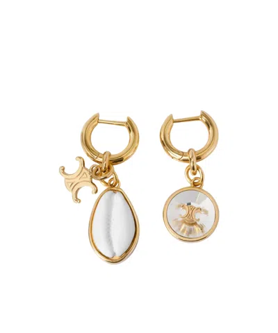Celine Triumphal Shell Earrings In Gold