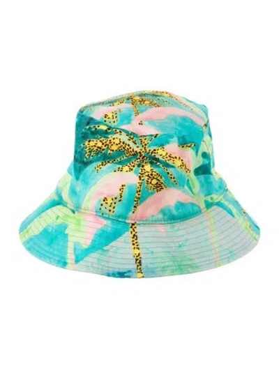 Pre-owned Celine Tropical Print Bucket Hat In Blue