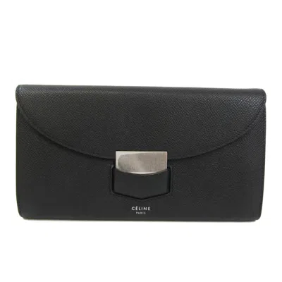 Celine Céline Trotteur Black Pony-style Calfskin Wallet  ()