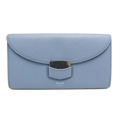 Pre-owned Celine Céline Trotteur Blue Leather Wallet  ()