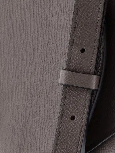 Pre-owned Celine Trotteur Grainy Leather Medium Crossbody Bag In Gray