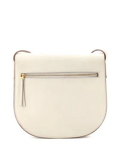 Pre-owned Celine Trotteur Grainy Leather Medium Crossbody Bag In Neutral