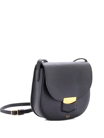 Pre-owned Celine Trotteur Grainy Leather Small Crossbody Bag In Black