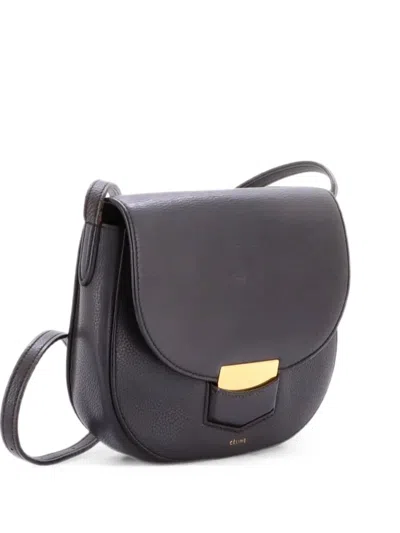 Pre-owned Celine Trotteur Grainy Leather Small Crossbody Bag In Grey