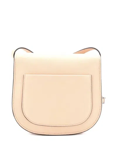 Pre-owned Celine Trotteur Grainy Leather Small Crossbody Bag In Neutral