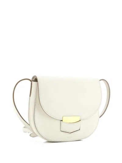 Pre-owned Celine Trotteur Grainy Leather Small Crossbody Bag In White