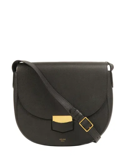 Pre-owned Celine Trotteur Leather Shoulder Bag In Black