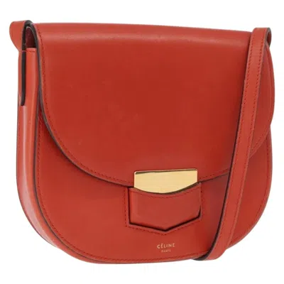 Pre-owned Celine Trotteur Messenger Calfskin Orange Leather Shoulder Bag Bag ()