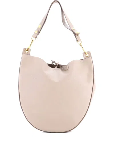 Pre-owned Celine Trotteur Pocket Grainy Leather Medium Hobo Bag In Neutral