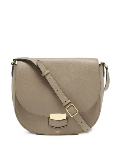 Pre-owned Celine Trotteur Saddle Medium Shoulder Bag In Neutrals