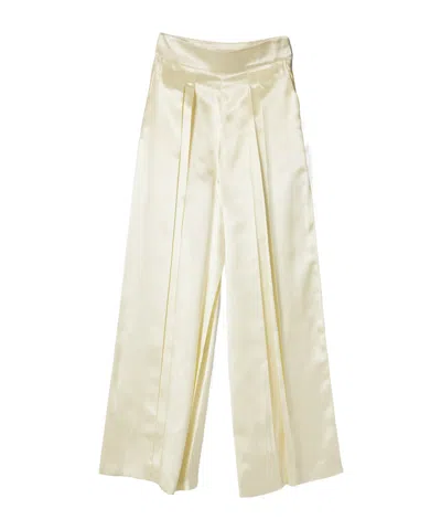 Celine Trousers In Viscose Satin In Neutral