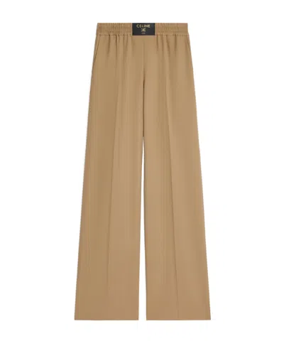 Celine Trousers In Wool Twill In Brown