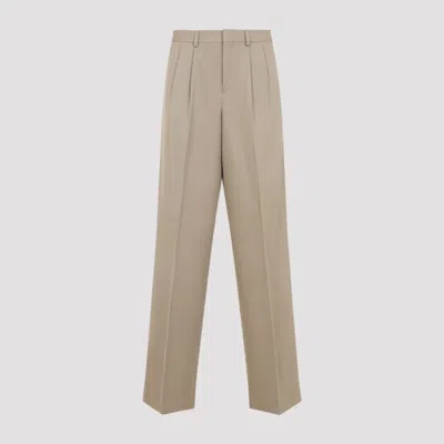 Celine Trousers With Pleats In Cotton And Wool Gabardine In Brown