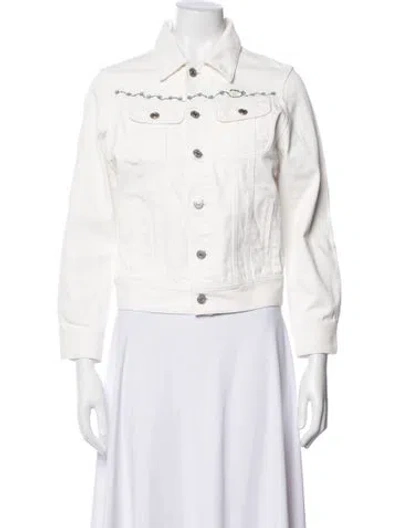 Pre-owned Celine Trucker Floral Print Denim Jacket In Neutral