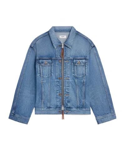 Celine Trucker Jacket In Cotton Denim In Blue