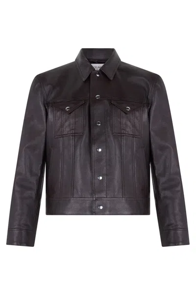Celine Trucker Jacket In Leather In Black