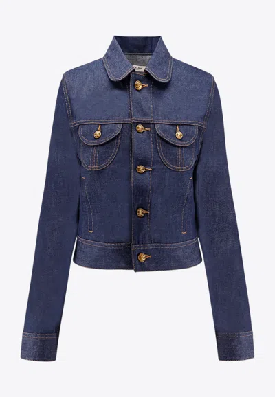 Celine Trucker Jacket In Raw Wash Denim