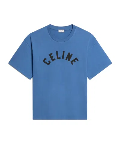 Celine T-shirt In Cotton Jersey In Blue