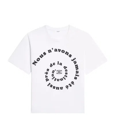 Celine T-shirt In Cotton Jersey In White