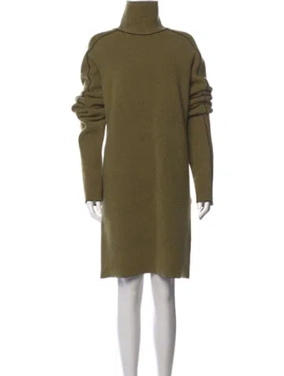 Pre-owned Celine Turtleneck Knee-length Dress In Green