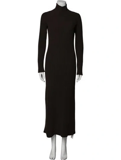 Pre-owned Celine Turtleneck Long Dress In Brown