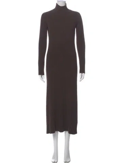 Pre-owned Celine Turtleneck Long Dress In Brown