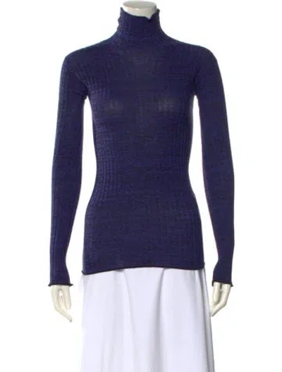 Pre-owned Celine Turtleneck Long Sleeve Top In Blue
