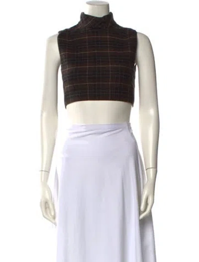 Pre-owned Celine Turtleneck Sleeveless Crop Top In Brown