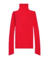 Celine Turtleneck Sweater In Ribbed Mohair And Silk In Red