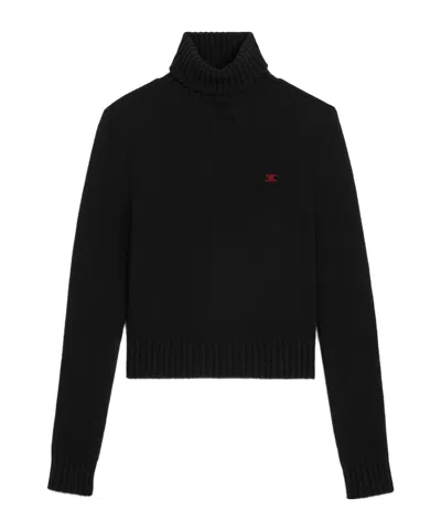 Celine Turtleneck Sweater In Wool And Cashmere In Black