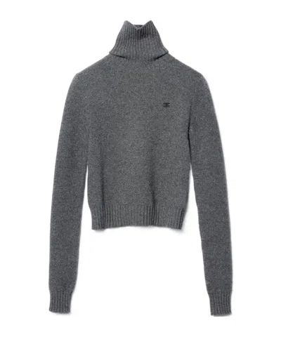 Celine Turtleneck Sweater In Wool And Cashmere In Gray