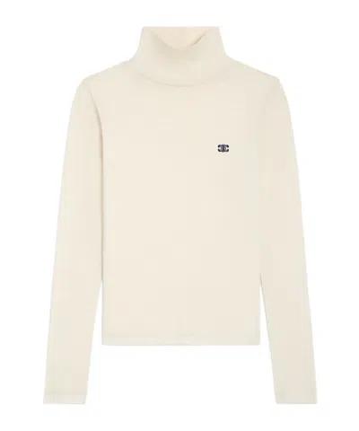 Celine Turtleneck Top In Wool Jersey In Neutral
