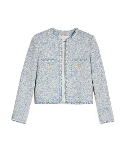 Celine Tweed Braided Cardigan Jacket In Blue