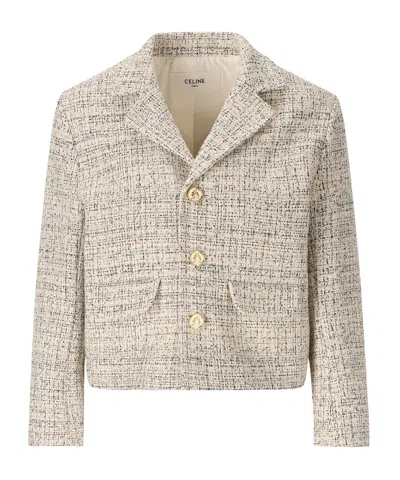 Celine Tweed Jacket In Nude