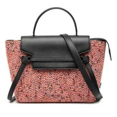 Pre-owned Celine Tweed Micro Tweed Belt Satchel In Black