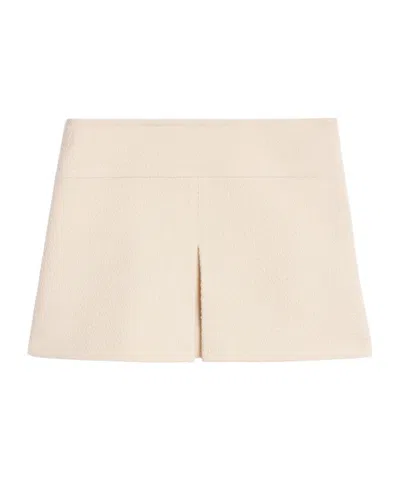 Celine Tweed Mini Wool Skirt In White