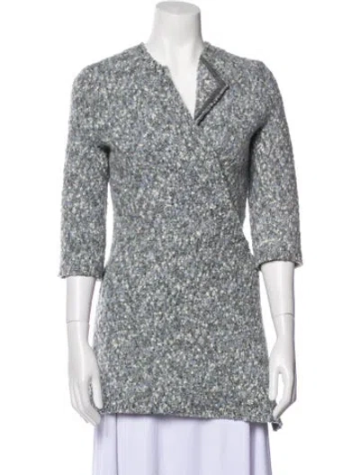 Pre-owned Celine Tweed Pattern Coat In Gray