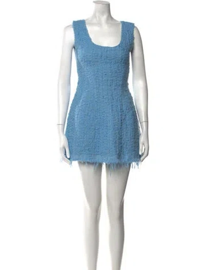 Pre-owned Celine Tweed Pattern Mini Dress In Blue