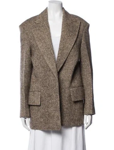 Pre-owned Celine Tweed Tweed Pattern Blazer In Brown/neutrals