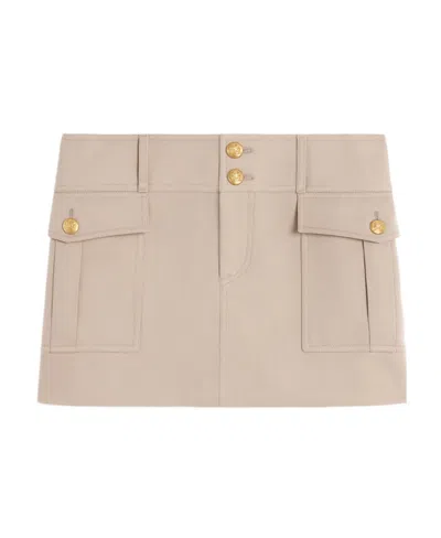 Celine Twill Trapezoid Skirt In Nude