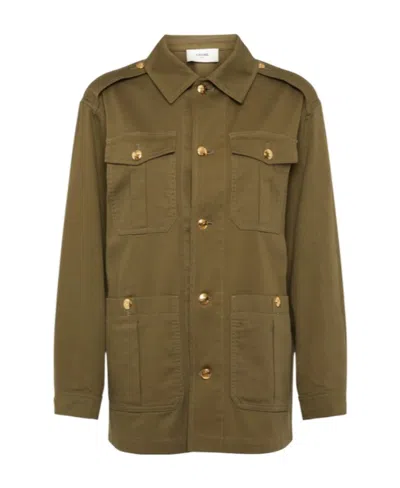 Celine Twill Travel Jacket In Green