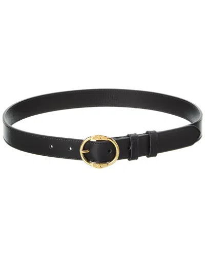 Celine Twin Triomphe Leather Belt In Black