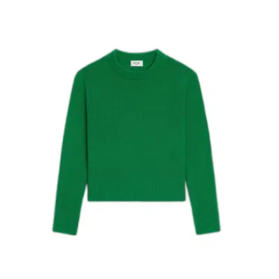 Celine Twinset Green Cashmere Crewneck Sweater
