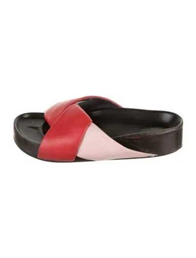 Pre-owned Celine Twist Leather Slides In Red