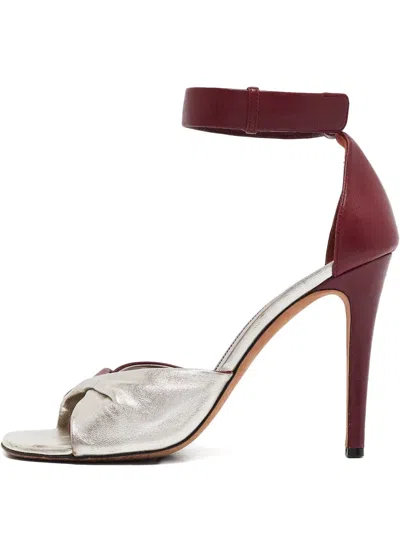 Pre-owned Celine Twisted Ankle-strap Heeled Sandals In Red