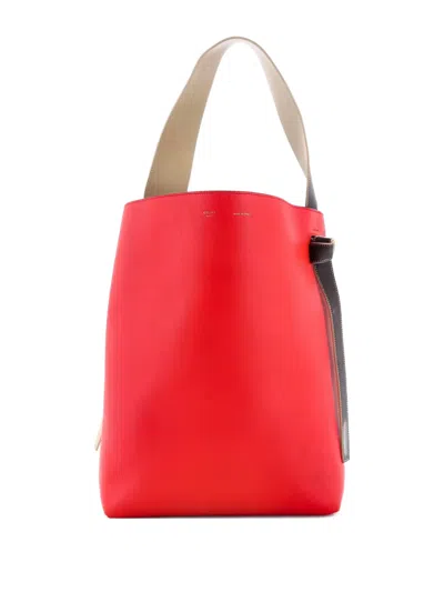 Pre-owned Celine Twisted Cabas Tote Calfskin Small Hobo Bag In Red